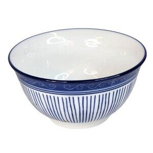 Pier 1 Blue White Hand painted Salad, Cereal Serving Bowl 5" Mint Condition.